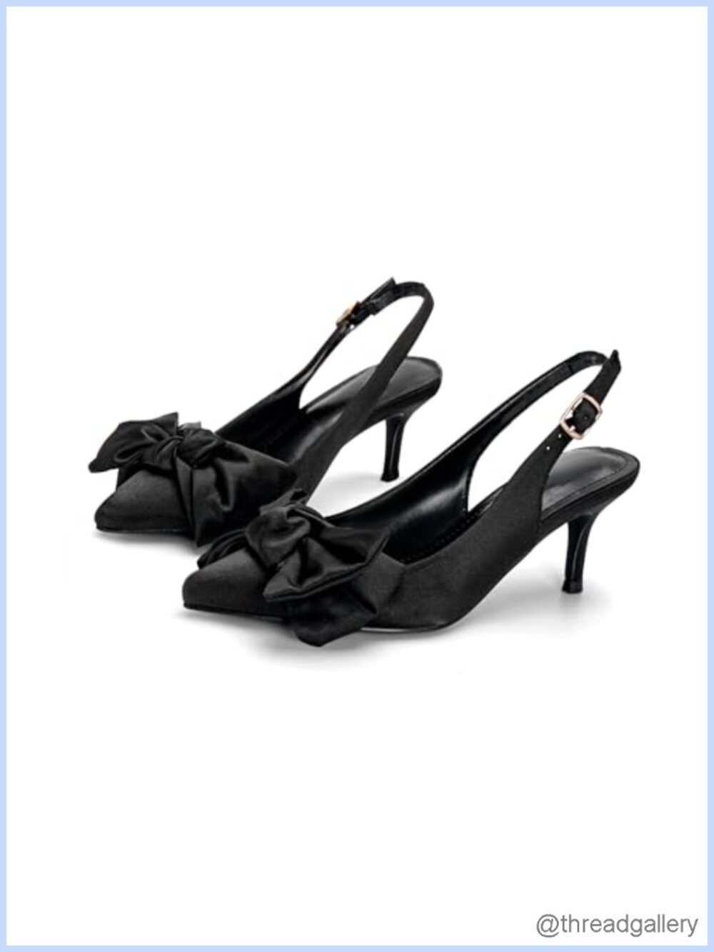 Satin Kitten Heel Slingback Pumps Pointed Toe Bow Formal Dress Shoes